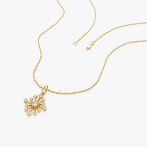 Galaxy Celestial <b>Fine</b> Jewelry 14K Pure Solid Gold Lab Diamond Snowflake Design Pendant Cluster Charm <b>Chain</b> <b>Necklace</b> Gift for Her - Product Image 2
