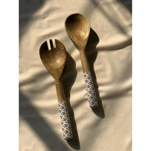 Tazón de comida redondo de madera y trabajo Meena de alta calidad con cucharas y tenedor Tazón Restaurante Hotel Ware Tazón de comida - Product Image 2