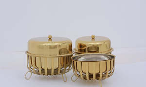 Nouvelle cocotte plaquée or en forme ronde de la meilleure cocotte de luxe faite à la main de qualité supérieure élégante pour servir les aliments - Product Image 4