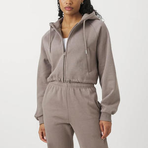 Sudadera con capucha recortada acogedora para mujer con logotipo personalizado bordado OEM ODM ropa informal personalizada suministro directo de fábrica del fabricante - Product Image 3