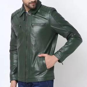 Chaqueta de cuero de talla grande al por mayor, chaqueta de cuero para uso en exteriores, chaqueta de cuero para hombre con cuello vuelto - Product Image 5