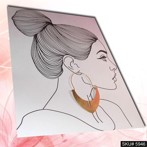 Pendiente de aro liso, joyería de Latón chapado en oro para compromiso, pendientes geométricos de estilo Vintage - Product Image 5