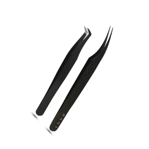 Juego de herramientas de maquillaje negro mate de acero inoxidable Premium de alta calidad, pinzas puntiagudas para cejas y pestañas para extensión de pestañas - Product Image 1