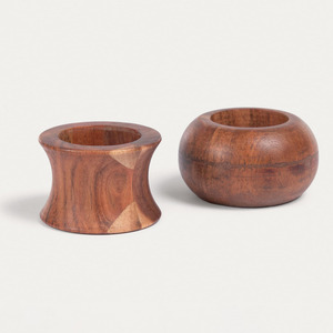 ชุดแหวนผ้าเช็ดปากทำจากไม้อุปกรณ์สำหรับอาหารค่ำทำด้วยมือ - Product Image 2