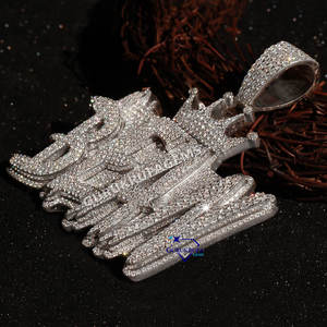 Pendentif alphabétique en argent sterling 925 pour hommes VVS Clarity Moissanite Sparkling Diamonds Letter Pattern - Product Image 3