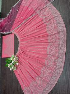 Lehenga Choli Dupatta de luxe indien pakistanais pour mariée, travail lourd de sequins en Chine pour une fête de mariage traditionnelle glamour - Product Image 4