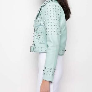 Chaqueta de cuero de alta calidad para mujer, nuevo diseño personalizado, chaqueta de cuero puro, diseño personalizado, estilo Balfern, trabajo de piedra - Product Image 5