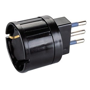 Black PP0433 1R <b>Electrical</b> Socket Adapter Italian Standard 10A and German 16A 2P+T Other Connectors 1 Socket Adapter - Product Image 1
