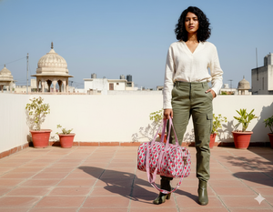 กระเป๋าแฟชั่นใหม่ กระเป๋าผ้าฝ้ายลายควิลท์ กระเป๋าสะพายโบว์ระบาย กระเป๋าออกกำลังกาย กระเป๋าเดินทางพิมพ์ลายตามสั่งสำหรับสาวๆ - Product Image 3