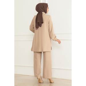 Ensemble décontracté beige mi-long 19229 Tailles 3XL et 2XL Tissu avec décoration à motifs - Product Image 4