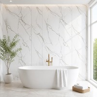 Panneau mural en PVC en marbre Statuario blanc, imperméable, revêtement décoratif intérieur