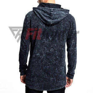 Haute qualité séchage rapide lavé à l'acide sweats à capuche surdimensionnés personnalisé brodé fermeture éclair respirant tissu tricoté hiver manteau à capuche OEM - Product Image 3