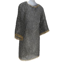 Haut de gilet médiéval en acier doux avec anneaux rivetés en laiton, armure de chevalier, haubert viking, costume de cosplay historique