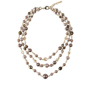 สร้อยคอทำมือสำหรับผู้หญิง ผลิตในอิตาลี ประดับด้วยไข่มุกและลูกปัดแก้ว ชุบทอง 18K - Product Image 1