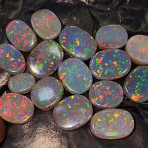 16 pièces de doublet d'opale naturelle avec feu 12mm à 18mm Cabochon ovale 151 Cts Lot Iroc ventes opale pierres précieuses cabine US $121 pour tous - Product Image 3