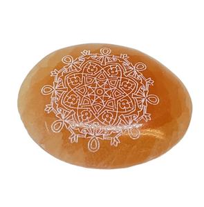 Plaque de charge en sélénite ronde de qualité supérieure/Plaques de charge en sélénite peintes à la main gravées au Laser de qualité supérieure - Product Image 1