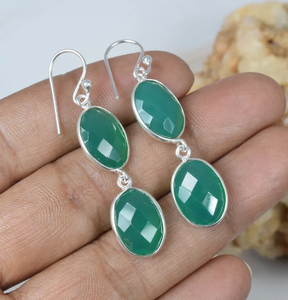 คุณภาพสูงทำด้วยมือ925เงินสเตอร์ลิงต่างหูห้อยอัญมณีสีเขียวธรรมชาติกำไลข้อมือดีไซน์หรูหราสำหรับเป็นของขวัญ - Product Image 3