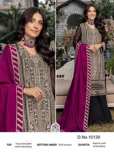 Costume de travail en georgette à broderie complexe pour femmes nouveau nazaréen pakistanais avec bas Salton vêtements indiens et pakistanais - Product Image 2