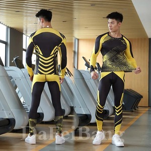 Conjunto de 3 uds de traje de entrenamiento deportivo Unisex gimnasio Fitness compresión correr Jogging ropa deportiva ejercicio ropa deportiva Spandex/poliéster - Product Image 5