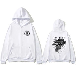 Valhalla เสื้อมีฮู้ดแบบมีซิปแนวยุทธวิธีลายโครงกระดูกนักรบอเมริกันสำหรับผู้ชายผู้หญิงแฟชั่นโอเวอร์ไซส์มีซิปเสื้อโค้ทลำลองสำหรับผู้ชาย - Product Image 6