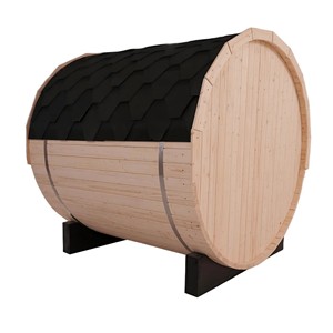 Sauna de Barril de Pino Blanco para 4 Personas con Calentador de 6kW y Tejas Exteriores Resistentes a la Lluvia - Product Image 6