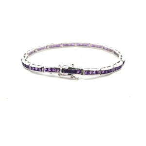 Pulsera de tenis de Plata de Ley 925 de diseño moderno, amatista de corte cuadrado Real, rodio, uso diario de moda, regalos de joyería de boda - Product Image 4