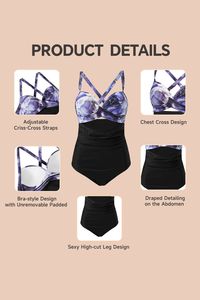 Traje de baño de una pieza cómodo para mujer del proveedor OEM de Pakistán Sujetador de tanque inferior de corte alto con patrón estampado para aventuras de verano - Product Image 5