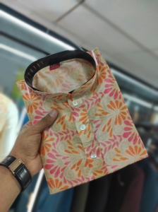 Pure Silk <b>Men's</b> Long Kurtas for Casual or <b>Festive</b> Pooja <b>Wear</b> Comfortable Cotton Material - Product Image 6