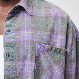 Nueva Camisa de franela a cuadros de manga larga para hombre con dos bolsillos y un botón estampado de moda 2025 - Product Image 6