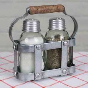 Farmhouse Metal Tin <b>Salt</b> & <b>Pepper</b> <b>Shakers</b> Holder Set, Cute <b>Salt</b> and <b>Pepper</b> Set with Caddy for Restaurants, Farmhouse Decor - Product Image 2