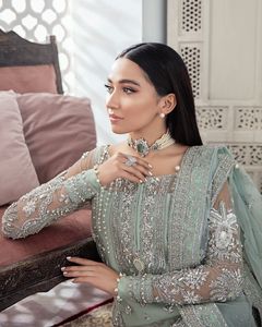 New Luxury Designer Style Heavy Embroidery Work Gharara Sharara Pakistani Suits for Ladies Wedding Wear <b>Rhinestone</b> Pleat Low - Product Image 4