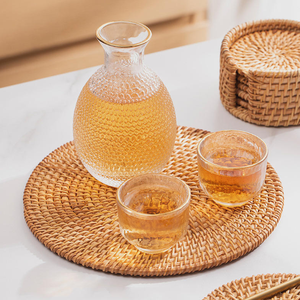 Handwoven Natural Rattan Coaster Plate Made Vietnam Eco Friendly Wicker TUYET DUNG Flower Classic Circular Pattern for Dining - Product Image 2