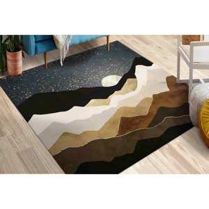 Alfombra con Diseño de Paisaje de Montaña Dorada: Alfombra Suave Antideslizante, Alfombra Estampada, con Pelo Suave - Product Image 1