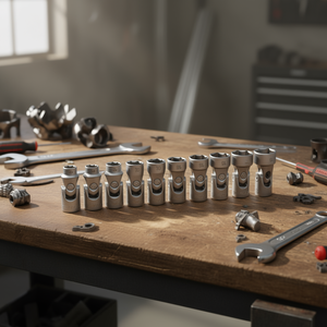 Juego de 10 piezas de vasos de rótula universales hexagonales de 6 puntos con perfil de tracción cuadrado de 3/8'' - Product Image 3