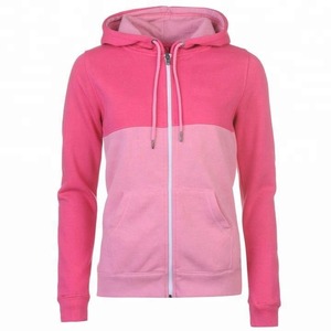 Sweat à capuche Streetwear doublé satin zippé en coton tricoté pour femmes sweat à capuche bouffant rose avec imprimé bouffant Tie Dye et personnalisable en gros - Product Image 1