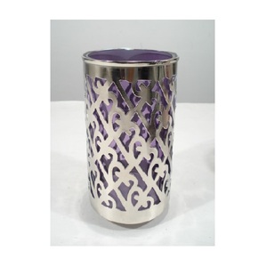 Vintage Glass With Powder Coated Metal Base & Border Hurricanes Candle Holder for Home <b>Decorative</b> <b>Wedding</b> Party <b>Table</b> <b>Top</b> <b>Decor</b> - Product Image 2