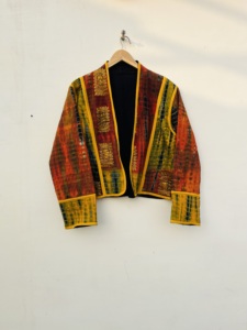 Chaqueta corta Kantha Reversible para mujer superventas, abrigo de invierno acolchado de retazos con tinte de corbata, acabado de seda de algodón transpirable para otoño - Product Image 5