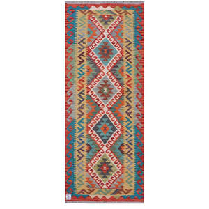 Alfombra Kilim de Maimana, Afganistán, 197 x 77 cm, Alfombras y Juegos de Alfombras - Product Image 1