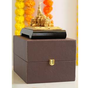 Indian Art Villa Handcrafted 6.5 Inch Width Brass Ram <b>Mandir</b>/Temple Ayodhya Model 3D Replica Traditional Wooden Bamboo Craft - Product Image 5
