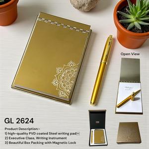Bloc-notes de haute qualité en acier avec finition miroir, instrument d'écriture de classe exécutive, emballage dans une belle boîte avec un look magnétique - Product Image 3