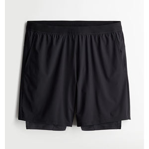 Haute qualité 2-en-1 extensible noir tissé matériel hommes sports d'été course Compression Shorts haut taille Type respirant - Product Image 1