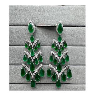 ต่างหูเพชรแบบอเมริกันสุดหรูต่างหูผู้หญิงหรูหราสำหรับใส่ไปงานเลี้ยงเครื่องประดับแฟชั่นประดับด้วยหินเพทายสำหรับเป็นของขวัญ - Product Image 1