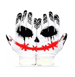 Guantes de Receptor de Fútbol Americano Ecológicos de Alta Calidad Blanco Rojo Joker Súper Adhesivos con Logotipo Personalizado - Product Image 3
