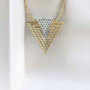 Luxe Or Triangle Diamant Pendentif Fine Jewelry Pendentifs Charmes Moderne Minimaliste Bijoux pour Femmes Symbolisant Équilibre - Product Image 1