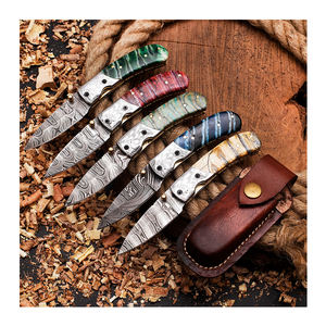 Vente chaude Couteau pliant personnalisé OEM en acier Damas fait à la main Manche en bois Tactique Camping Chasse Haute durabilité - Product Image 5