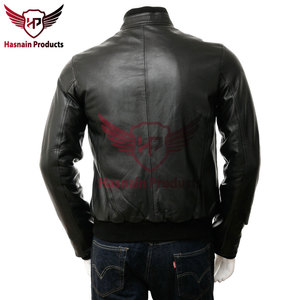 Chaqueta de Motero Casual para Hombre, Estilo Vintage, de Piel de Cordero Genuina, Negra, Resistente al Viento, Ecológica, para Invierno - Product Image 4