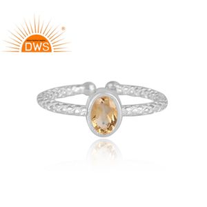 แหวนพลอยซิทรินธรรมชาติทำจากเงินสเตอร์ลิงเครื่องประดับแบบปรับได้สำหรับเป็นของขวัญสำหรับผู้หญิง - Product Image 3