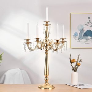 5 Arms Candle Holder Gold Housewarming Decor <b>Candelabra</b> Available for Wedding Decorations for Sale. - Product Image 3