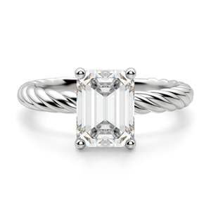 Bague de fiançailles solitaire fidji en diamant taille émeraude pour femme - Product Image 3