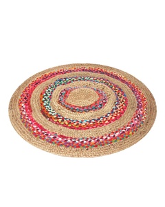 High Quality 100% Natural round Jute Carpets Rugs Handmade Jute Cotton Fiber Plush Pile Floor Door <b>Mat</b> Rugs for Living Room Set - Product Image 2